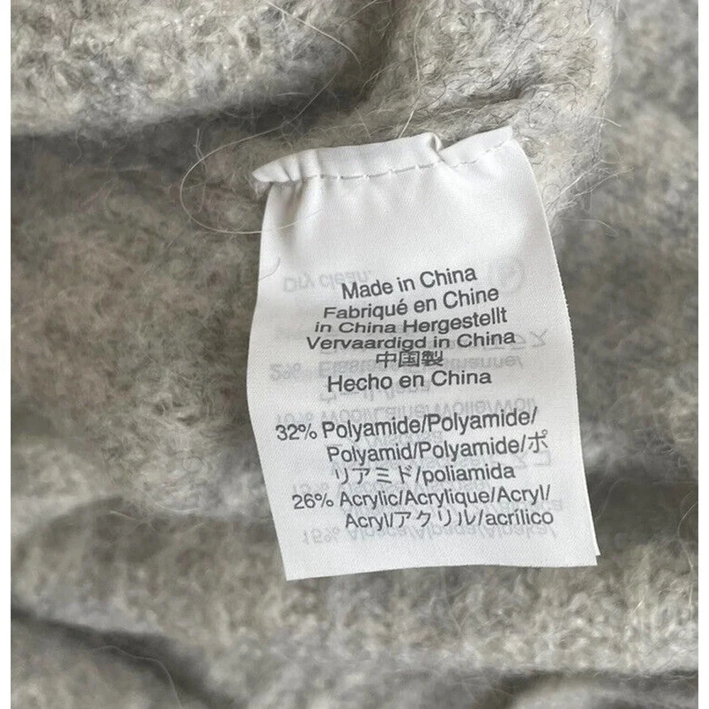 J Crew Point Sur Gray Ribbed Sweater Back Buttons‎ Womens XS Oversized Alpaca